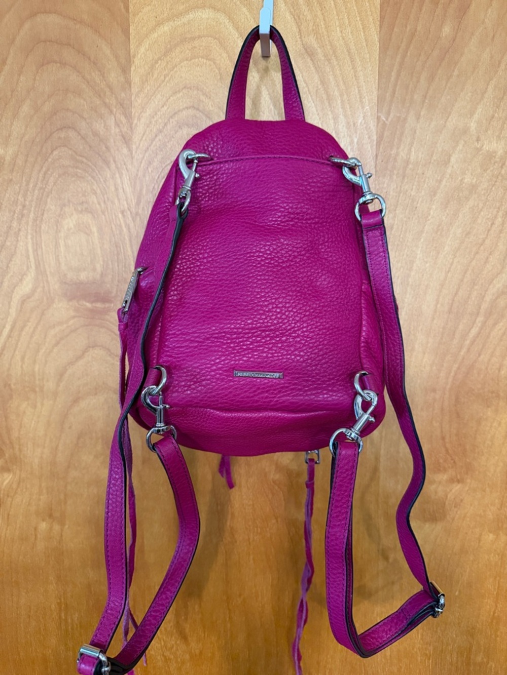 Rebecca Minkoff Magenta Leather Backpack Purse - Picture 10 of 13